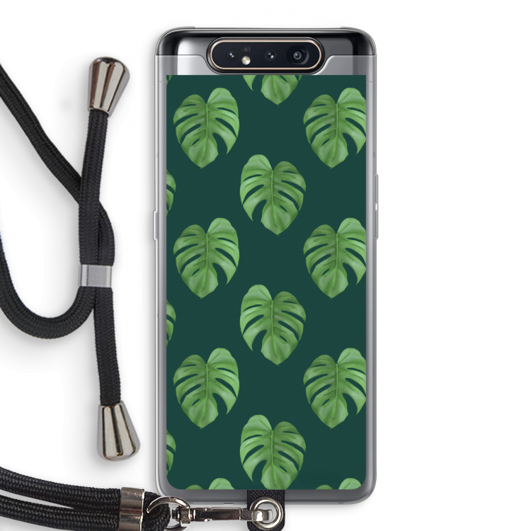 Monstera leaves: Samsung Galaxy A80 Transparant Hoesje met koord