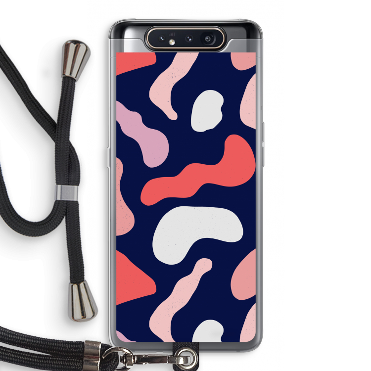 Memphis Shapes Pink: Samsung Galaxy A80 Transparant Hoesje met koord