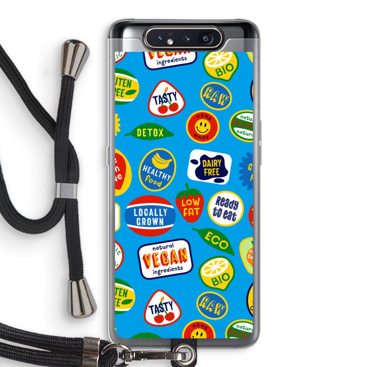 Fruitsticker: Samsung Galaxy A80 Transparant Hoesje met koord