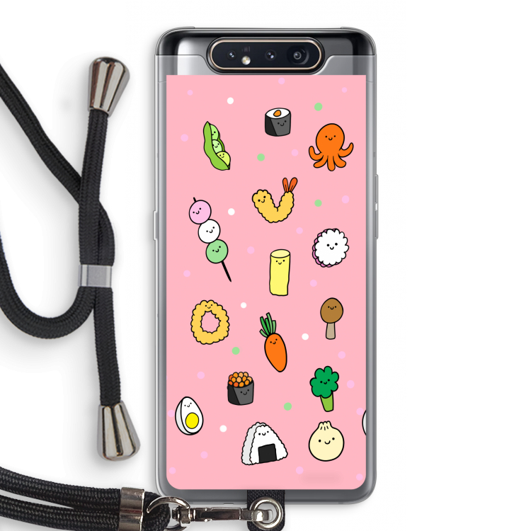 Happy bento friends: Samsung Galaxy A80 Transparant Hoesje met koord