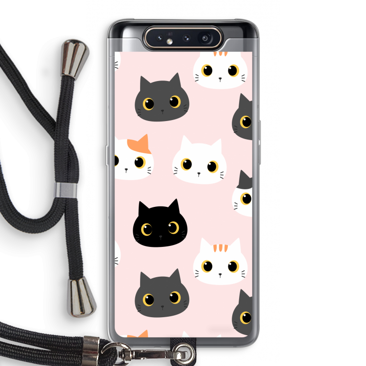 Katten: Samsung Galaxy A80 Transparant Hoesje met koord