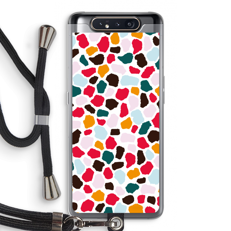Colored Giraffe: Samsung Galaxy A80 Transparant Hoesje met koord
