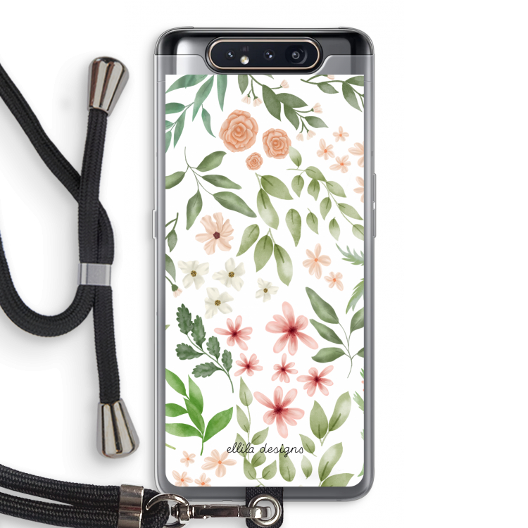 Botanical sweet flower heaven: Samsung Galaxy A80 Transparant Hoesje met koord