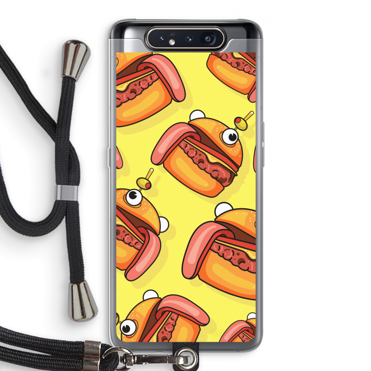 Hamburger: Samsung Galaxy A80 Transparant Hoesje met koord