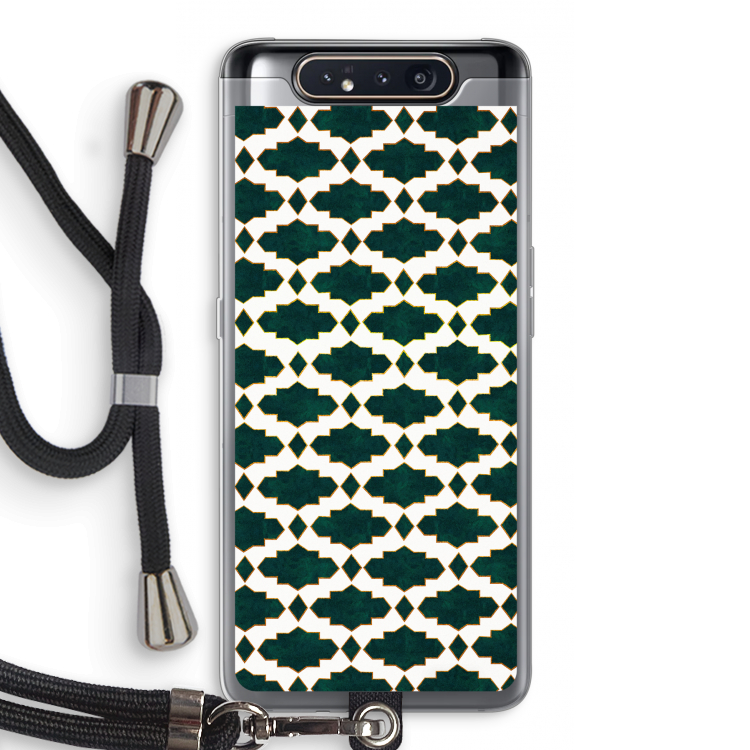 Moroccan tiles: Samsung Galaxy A80 Transparant Hoesje met koord