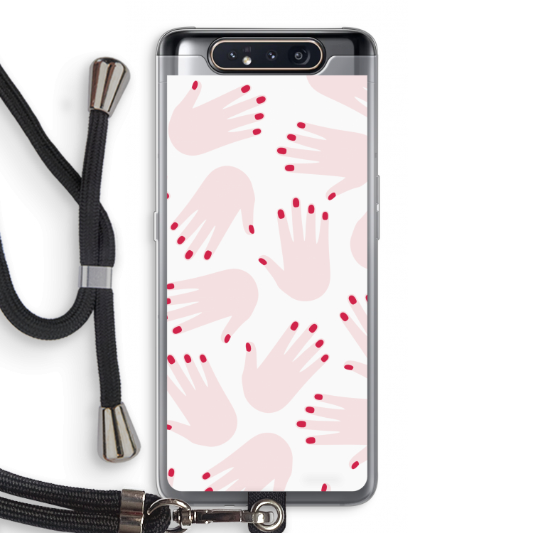 Hands pink: Samsung Galaxy A80 Transparant Hoesje met koord