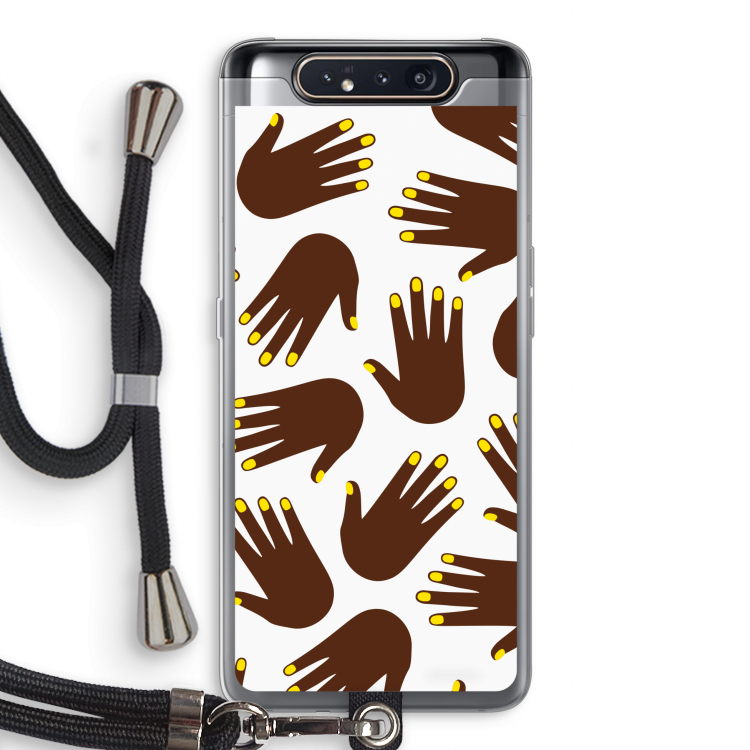 Hands dark: Samsung Galaxy A80 Transparant Hoesje met koord