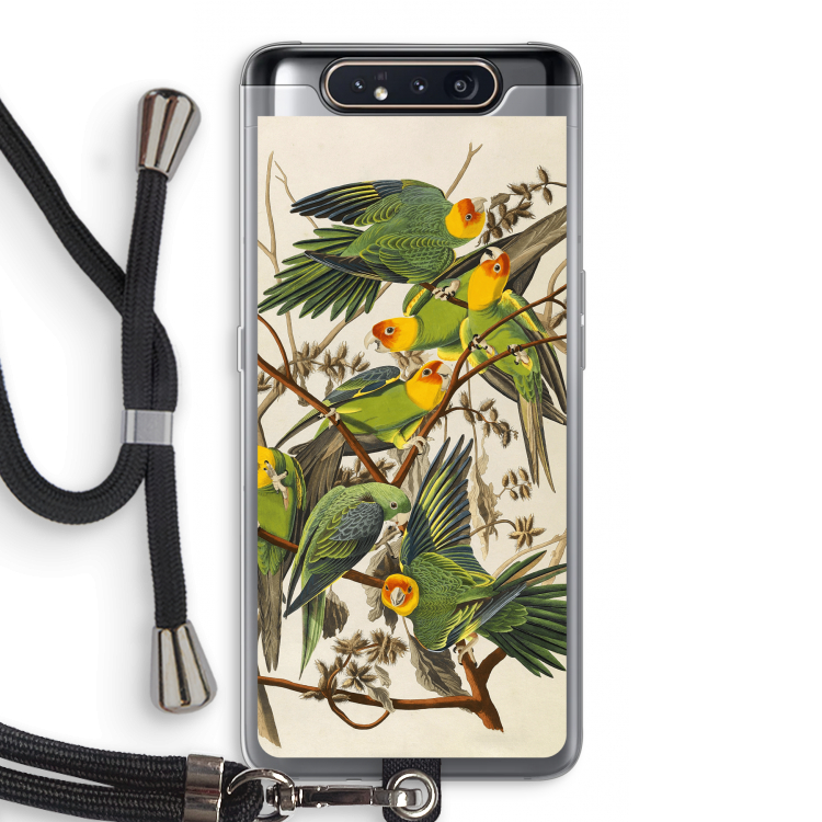 Carolinaparkiet: Samsung Galaxy A80 Transparant Hoesje met koord