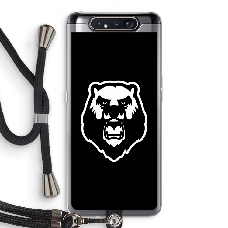 Angry Bear (black): Samsung Galaxy A80 Transparant Hoesje met koord