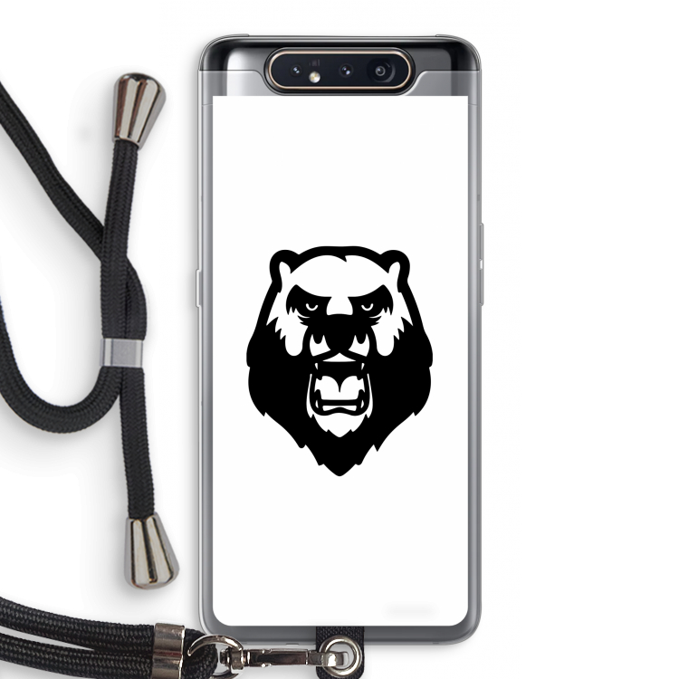 Angry Bear (white): Samsung Galaxy A80 Transparant Hoesje met koord