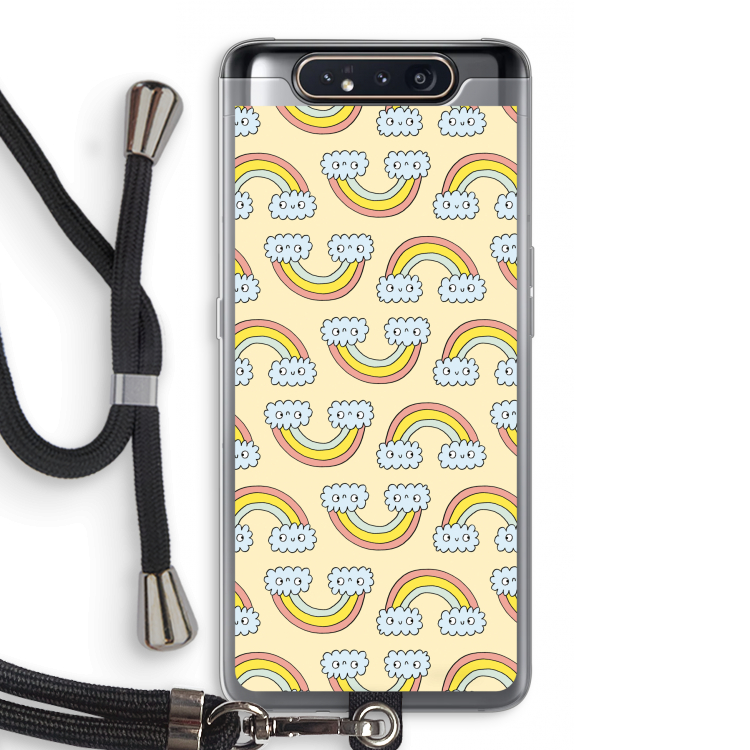 Regenboog: Samsung Galaxy A80 Transparant Hoesje met koord