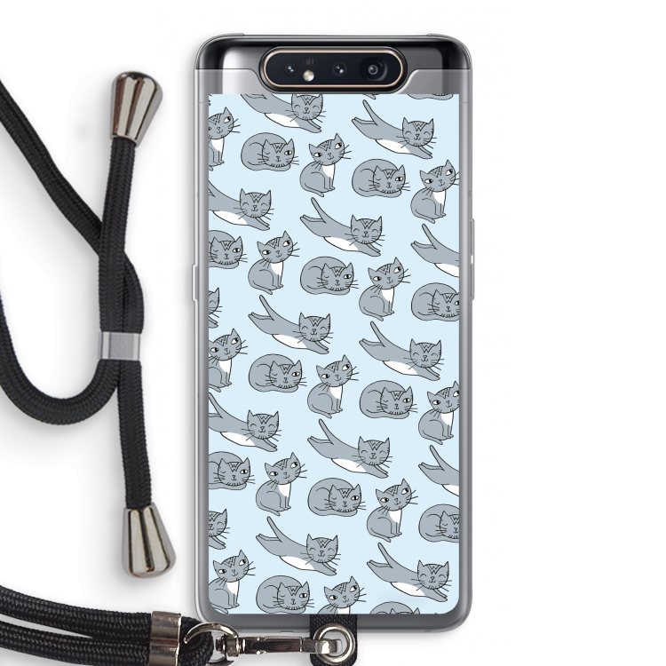 Poezen: Samsung Galaxy A80 Transparant Hoesje met koord
