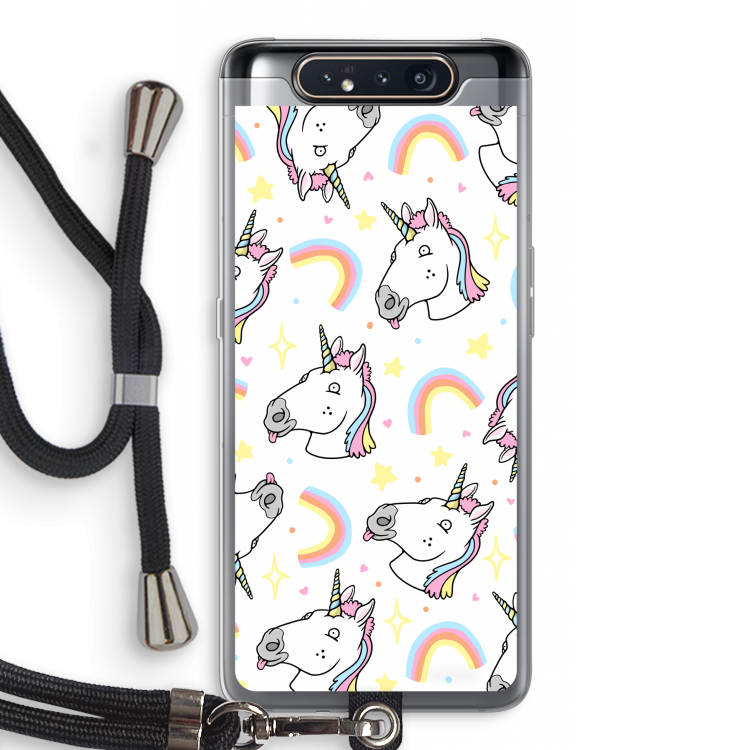 Rainbow Unicorn: Samsung Galaxy A80 Transparant Hoesje met koord