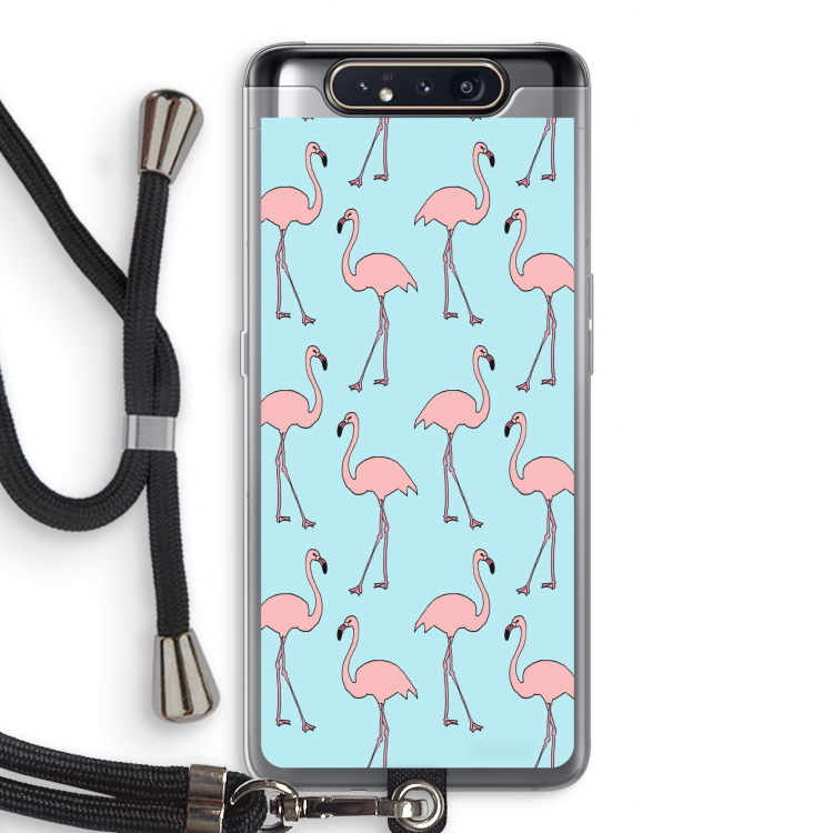 Anything Flamingoes: Samsung Galaxy A80 Transparant Hoesje met koord