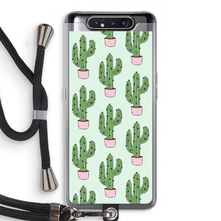 Cactus Lover: Samsung Galaxy A80 Transparant Hoesje met koord