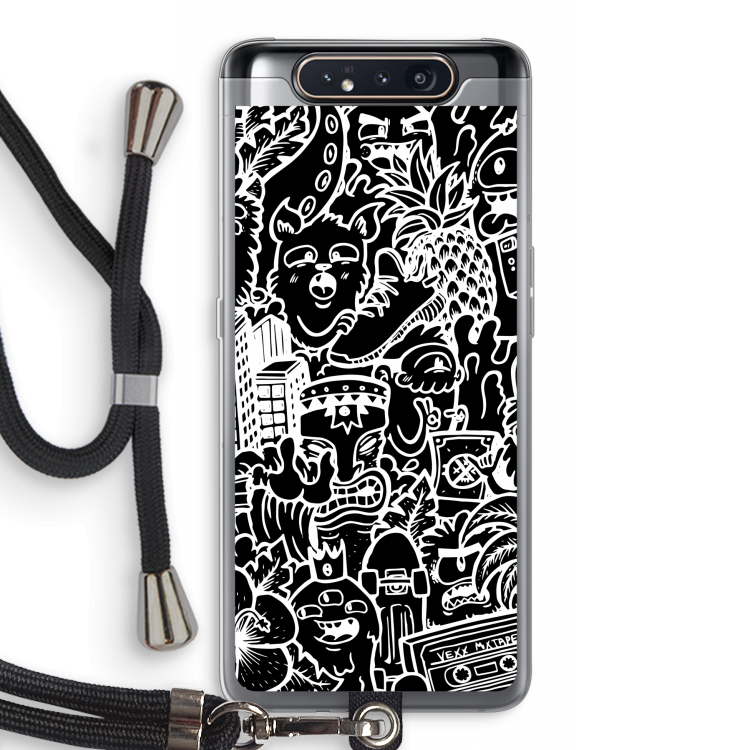 Vexx Black Mixtape: Samsung Galaxy A80 Transparant Hoesje met koord