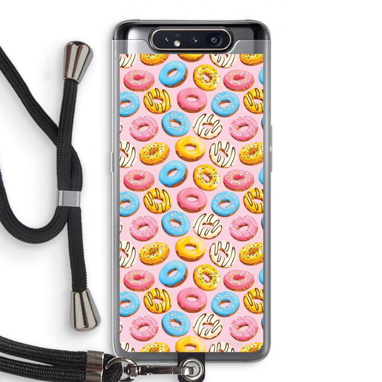 Pink donuts: Samsung Galaxy A80 Transparant Hoesje met koord
