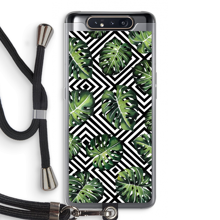 Geometrische jungle: Samsung Galaxy A80 Transparant Hoesje met koord