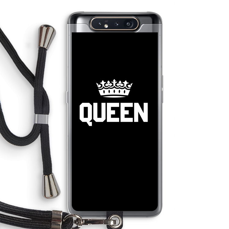 Queen zwart: Samsung Galaxy A80 Transparant Hoesje met koord
