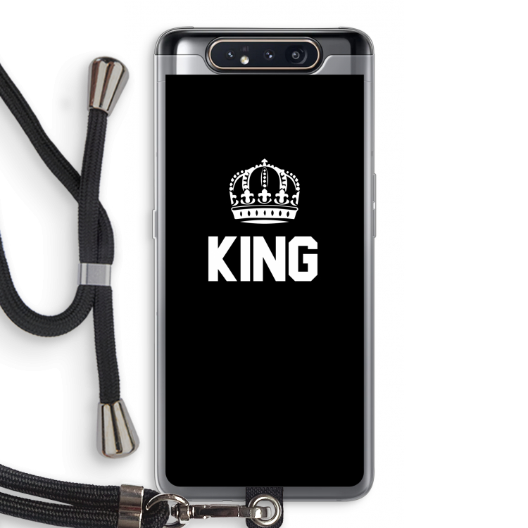 King zwart: Samsung Galaxy A80 Transparant Hoesje met koord
