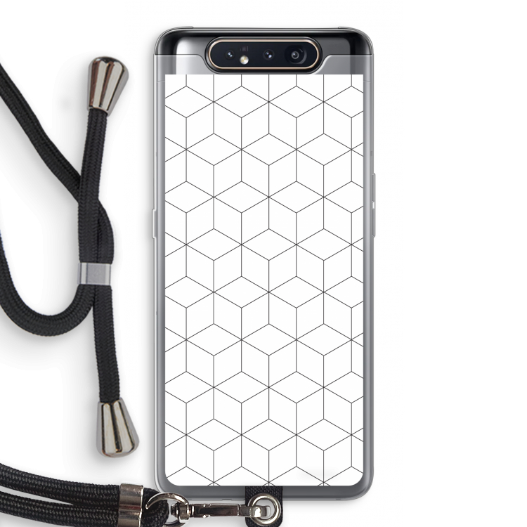 Zwart-witte kubussen: Samsung Galaxy A80 Transparant Hoesje met koord