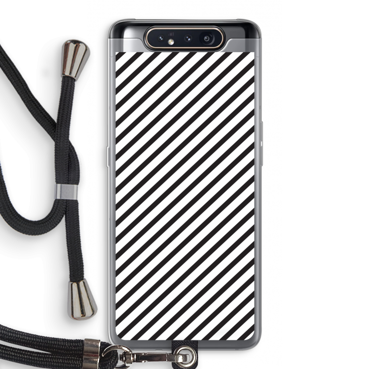 Strepen zwart-wit: Samsung Galaxy A80 Transparant Hoesje met koord