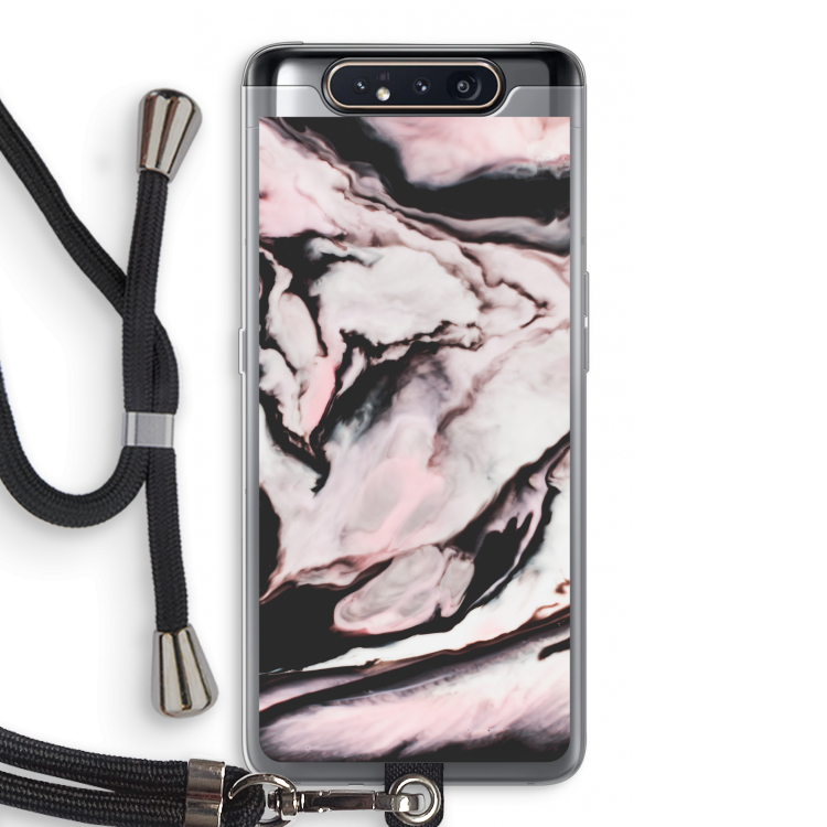 Roze stroom: Samsung Galaxy A80 Transparant Hoesje met koord