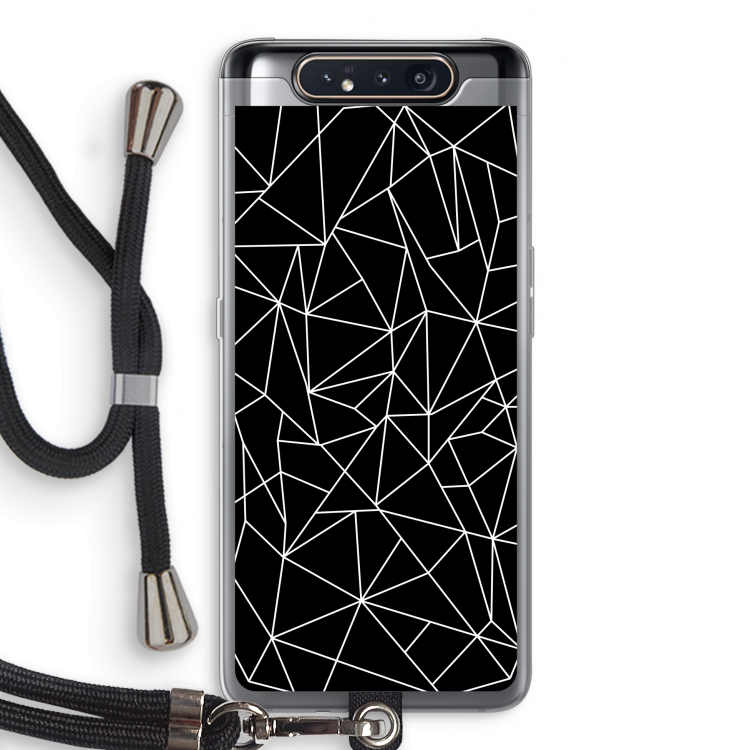 Geometrische lijnen wit: Samsung Galaxy A80 Transparant Hoesje met koord