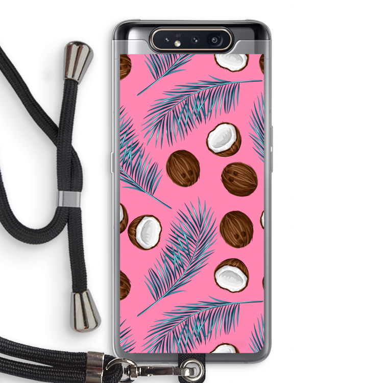 Kokosnoot roze: Samsung Galaxy A80 Transparant Hoesje met koord