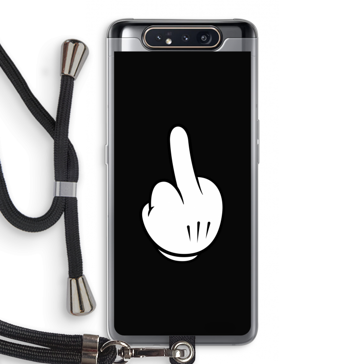 Middle finger black: Samsung Galaxy A80 Transparant Hoesje met koord