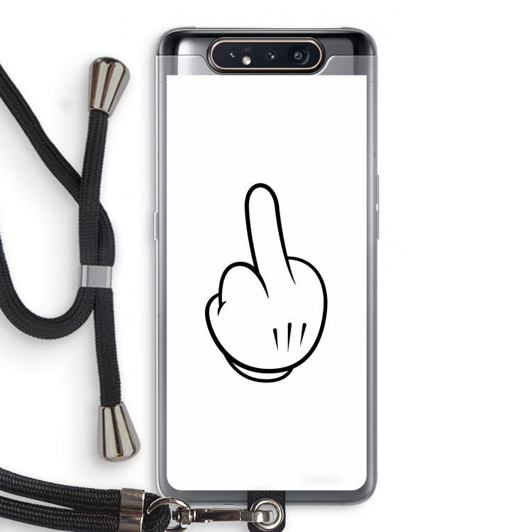 Middle finger white: Samsung Galaxy A80 Transparant Hoesje met koord