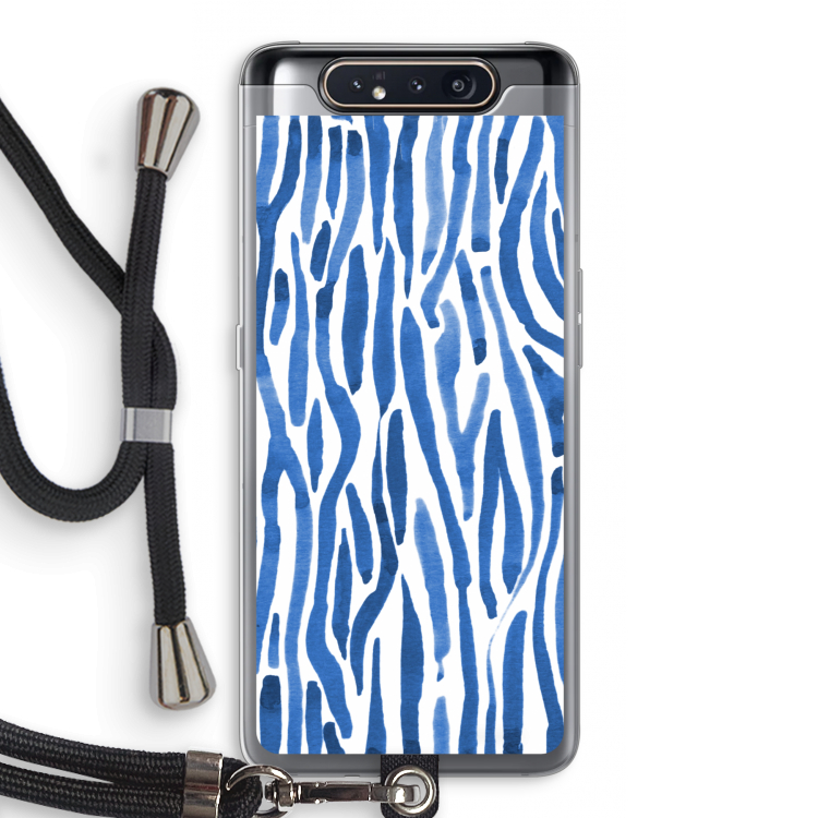 Blauwe nerven: Samsung Galaxy A80 Transparant Hoesje met koord