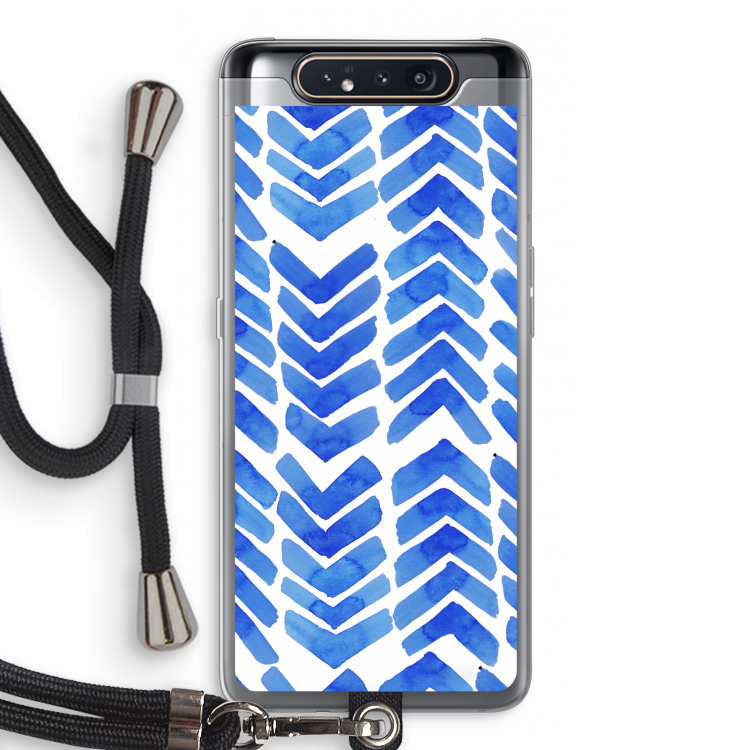 Blauwe pijlen: Samsung Galaxy A80 Transparant Hoesje met koord