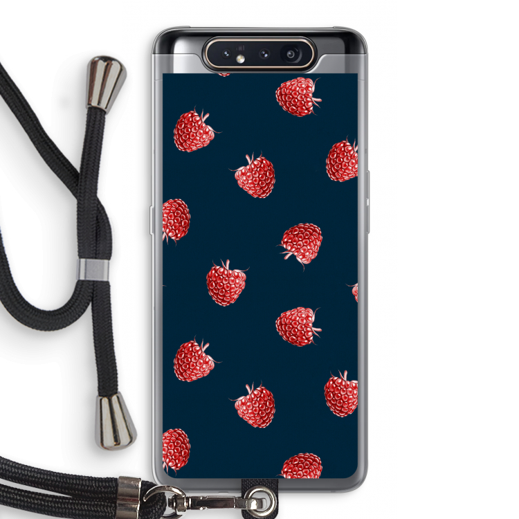 Framboosjes: Samsung Galaxy A80 Transparant Hoesje met koord