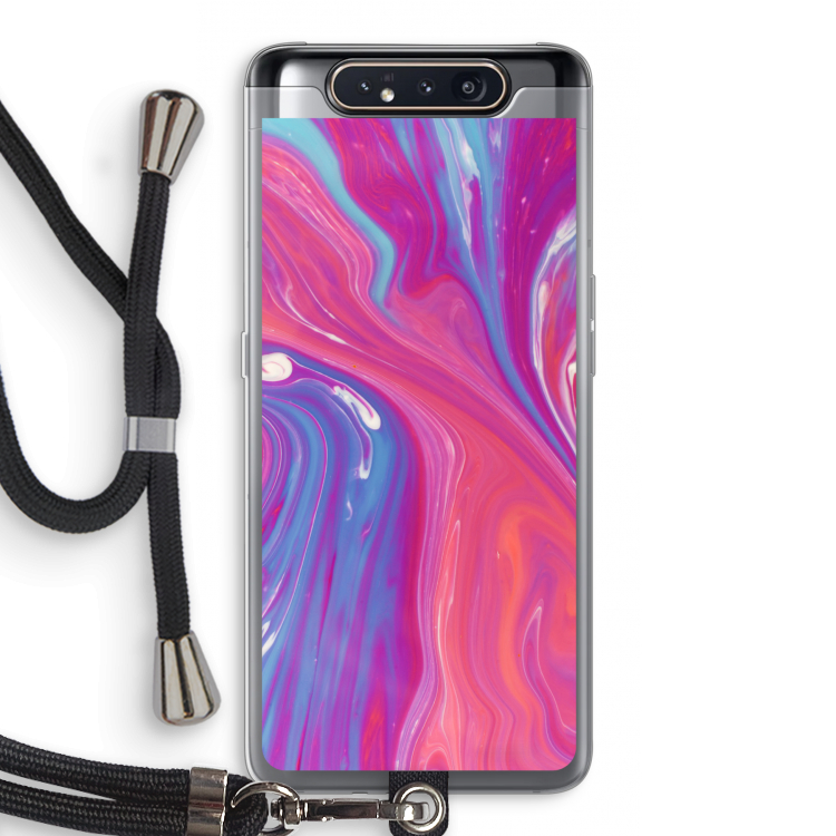 Paarse stroom: Samsung Galaxy A80 Transparant Hoesje met koord