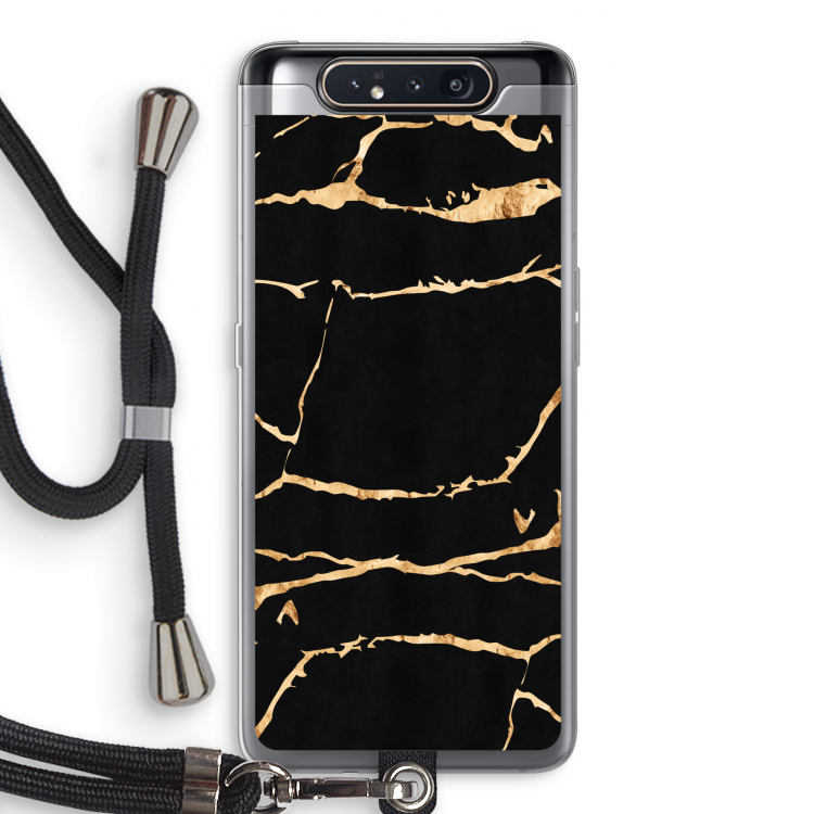Gouden marmer: Samsung Galaxy A80 Transparant Hoesje met koord