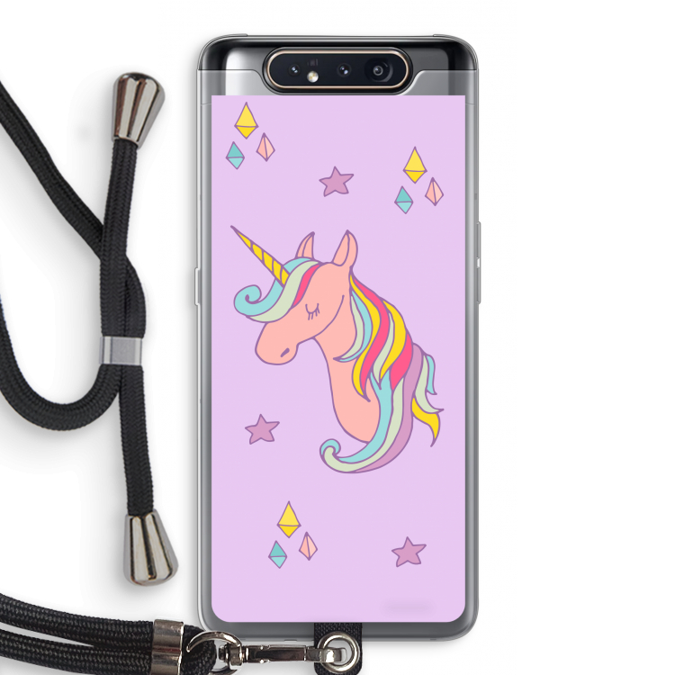Roze eenhoorn: Samsung Galaxy A80 Transparant Hoesje met koord