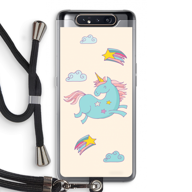 Vliegende eenhoorn: Samsung Galaxy A80 Transparant Hoesje met koord