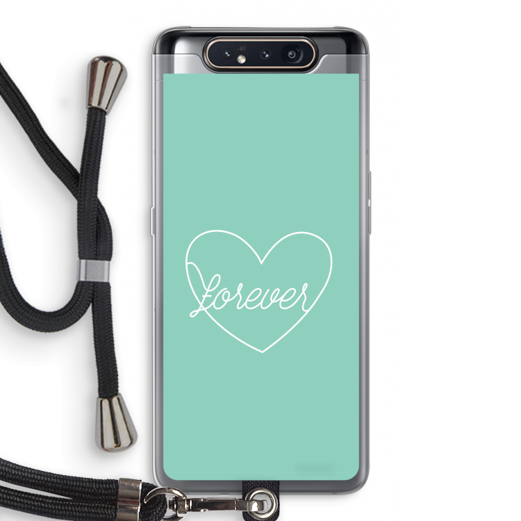 Forever heart pastel: Samsung Galaxy A80 Transparant Hoesje met koord