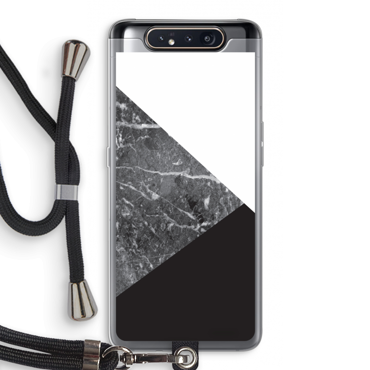 Combinatie marmer: Samsung Galaxy A80 Transparant Hoesje met koord