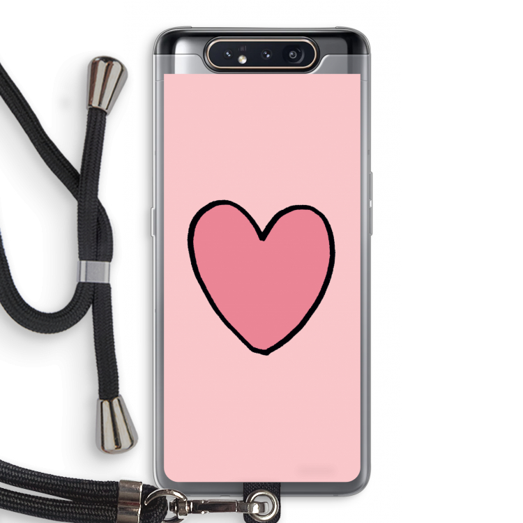 Hartje: Samsung Galaxy A80 Transparant Hoesje met koord