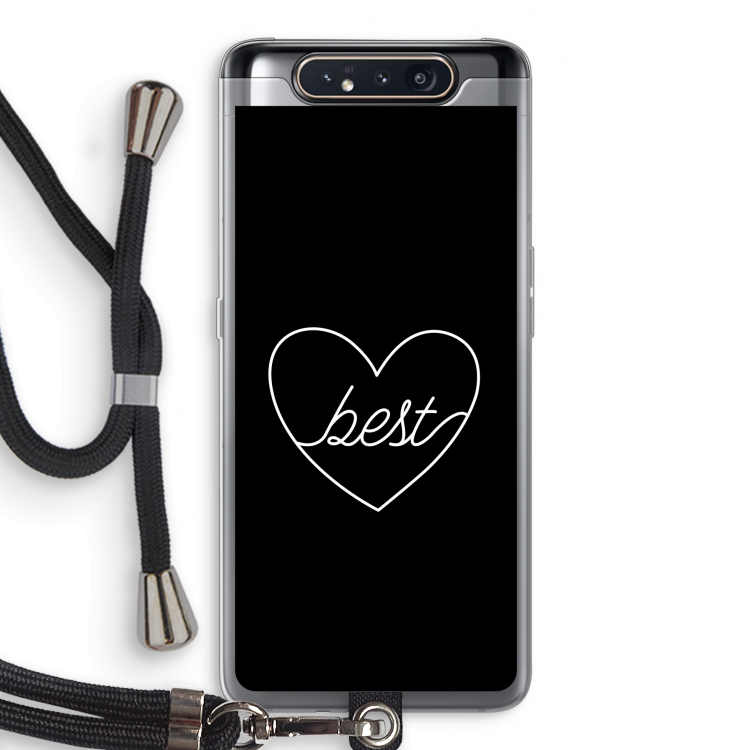 Best heart black: Samsung Galaxy A80 Transparant Hoesje met koord