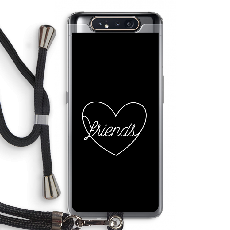 Friends heart black: Samsung Galaxy A80 Transparant Hoesje met koord