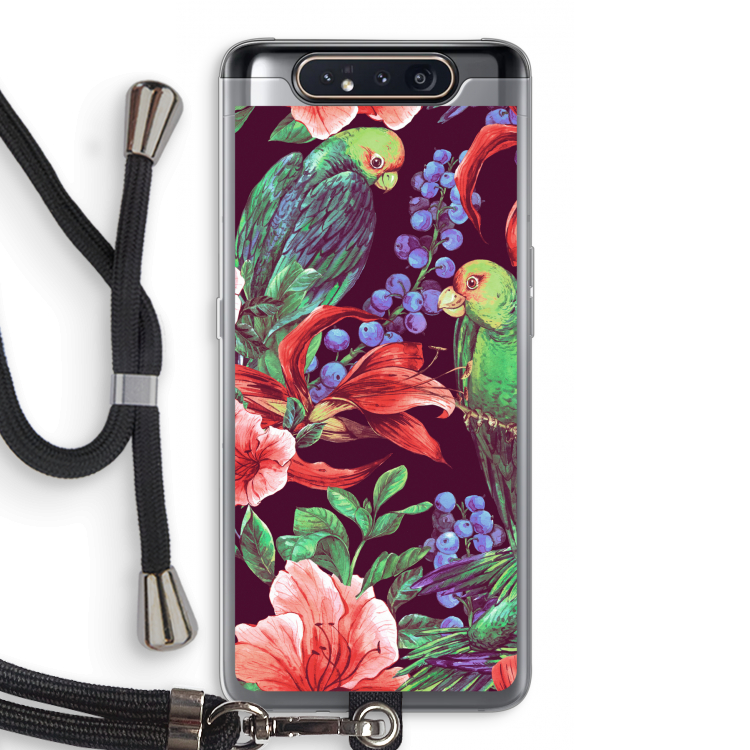 Papegaaien: Samsung Galaxy A80 Transparant Hoesje met koord