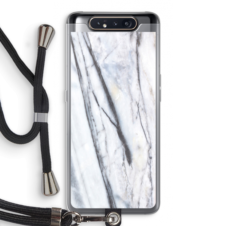 Gestreepte marmer: Samsung Galaxy A80 Transparant Hoesje met koord