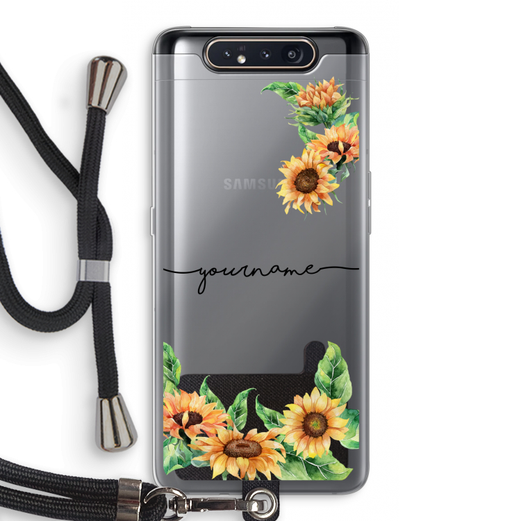 Zonnebloemen: Samsung Galaxy A80 Transparant Hoesje met koord