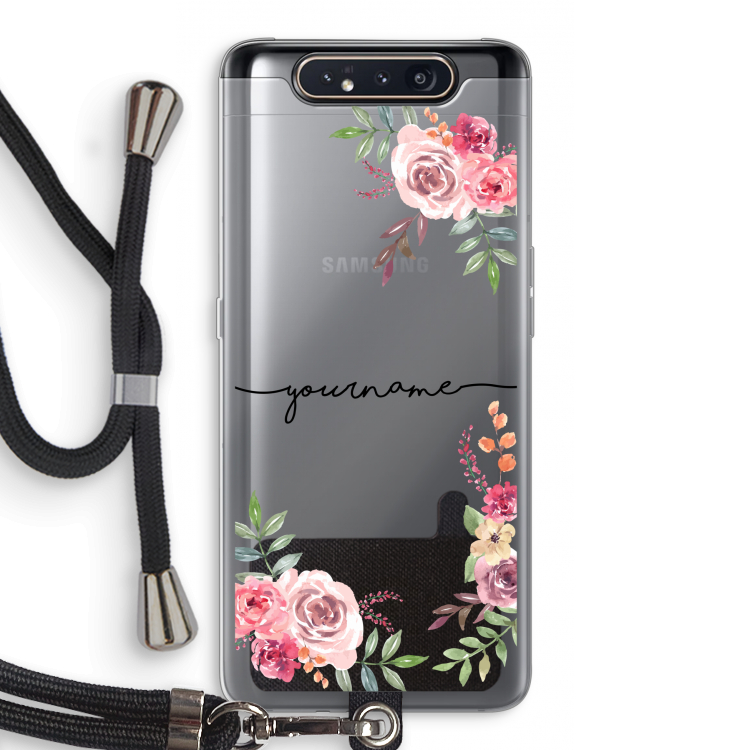 Rozen: Samsung Galaxy A80 Transparant Hoesje met koord