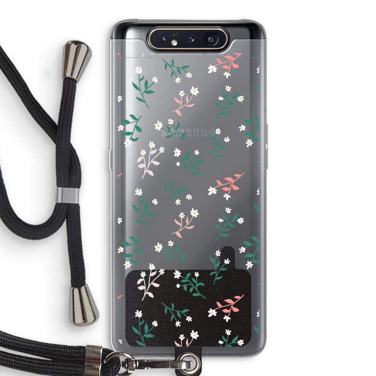 Small white flowers: Samsung Galaxy A80 Transparant Hoesje met koord