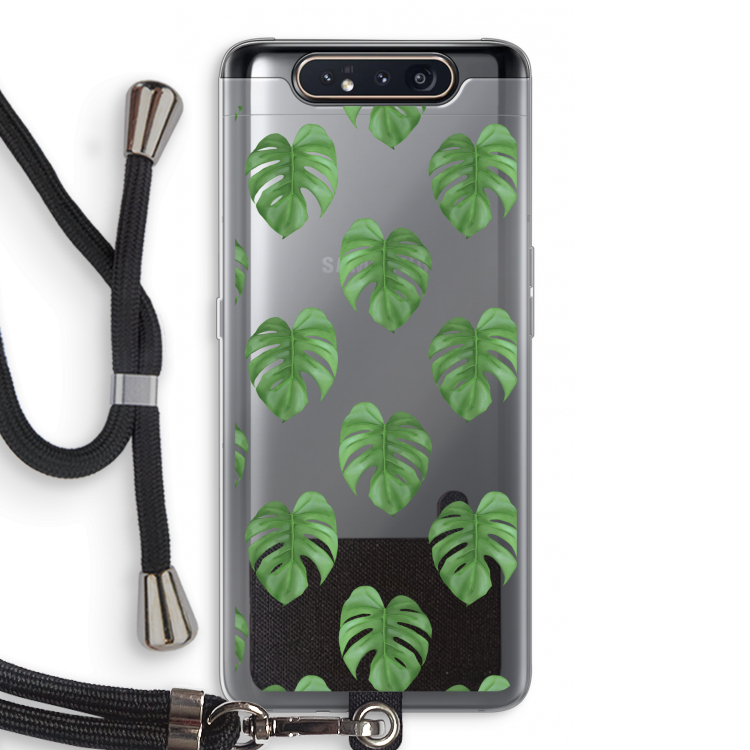 Monstera leaves: Samsung Galaxy A80 Transparant Hoesje met koord