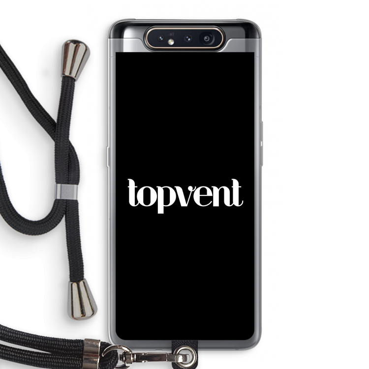Topvent Zwart: Samsung Galaxy A80 Transparant Hoesje met koord